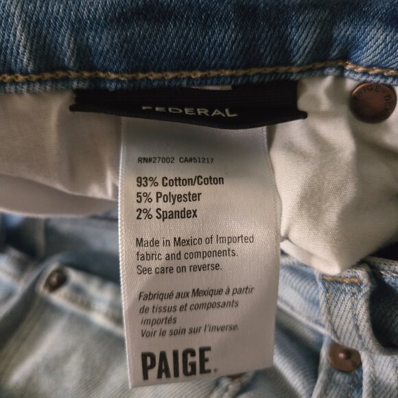 Paige Federal Slim Straight Jeans Nix Wash 30x29 - Picture 5 of 5